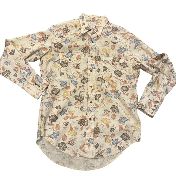 Wrangler Shirt Tropical Floral Island Vacation Retro Collar Button-Up Shirt - Picture 1 of 4